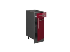 New Vicco Küchenunterschrank R-Line Bordeaux Hochglanz/Anthrazit 30 cm AP Eiche Pfannen
