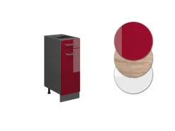 New Vicco Küchenunterschrank R-Line Bordeaux Hochglanz/Anthrazit 30 cm AP Eiche Pfannen