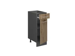 Outlet Vicco Küchenunterschrank R-Line Schwarz Hochglanz/Weiß 40 cm AP Marmor Pfannen