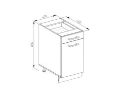 Pfannen<Vicco Küchenunterschrank R-Line Bordeaux Hochglanz/Anthrazit 40 cm AP Anthrazit Bordeaux-Glanz