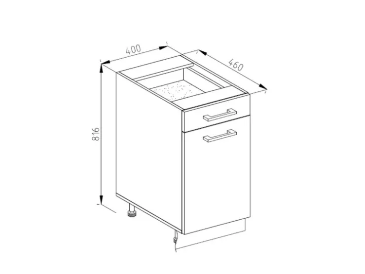 Pfannen<Vicco Küchenunterschrank R-Line Bordeaux Hochglanz/Anthrazit 40 cm AP Anthrazit Bordeaux-Glanz