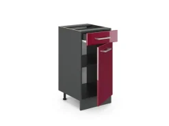 Pfannen<Vicco Küchenunterschrank R-Line Bordeaux Hochglanz/Anthrazit 40 cm AP Anthrazit Bordeaux-Glanz