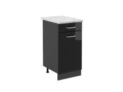 Clearance Vicco Küchenunterschrank R-Line Bordeaux Hochglanz/Goldkraft Eiche 40 cm AP Anthrazit Pfannen