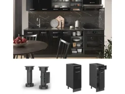 Discount Vicco Küchenunterschrank R-Line Schwarz Hochglanz/Anthrazit 30 cm AP Eiche Schwarz Glänzend