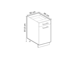 Discount Vicco Küchenunterschrank R-Line Schwarz Hochglanz/Anthrazit 30 cm AP Eiche Schwarz Glänzend
