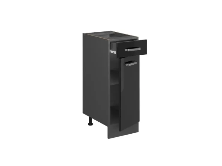Discount Vicco Küchenunterschrank R-Line Schwarz Hochglanz/Anthrazit 30 cm AP Eiche Schwarz Glänzend