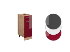 Pfannen<Vicco Küchenunterschrank R-Line Bordeaux Hochglanz/Goldkraft Eiche 30 cm AP Anthrazit Bordeaux-Glanz