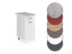 Clearance Vicco Küchenunterschrank R-Line Bordeaux Hochglanz/Anthrazit 40 cm AP Eiche Pfannen