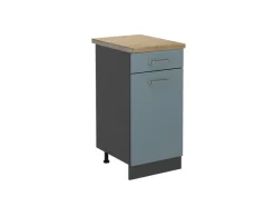 Clearance Vicco Küchenunterschrank R-Line Schubladenschrank für die Küche Blau-Grau/Anthrazit 40 cm AP Eiche Blaugrau