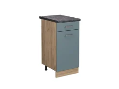Best Vicco Küchenunterschrank R-Line Schubladenschrank für die Küche Schwarz Beton 30 cm AP Anthrazit mit Anthrazit Korpus Pfannen
