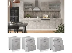Discount Vicco Küchenunterschrank R-Line Sonoma/Weiß 60 cm mit Schubladen ohne Arbeitsplatte Sonoma Eiche