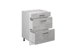 Küchenschränke<Vicco Küchenunterschrank R-Line /Weiß 60 cm mit Schubladen ohne Arbeitsplatte Beton