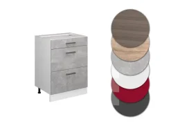 Küchenschränke<Vicco Küchenunterschrank R-Line /Weiß 60 cm mit Schubladen ohne Arbeitsplatte Beton