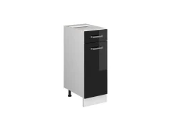Clearance Vicco Küchenunterschrank R-Line Schwarz Hochglanz/Weiß 30 cm ohne Arbeitsplatte Schwarz Glänzend