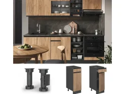 Vicco Küchenunterschrank R-Line Goldkraft /Anthrazit 30 cm J-Shape ohne Arbeitsplatte Eiche