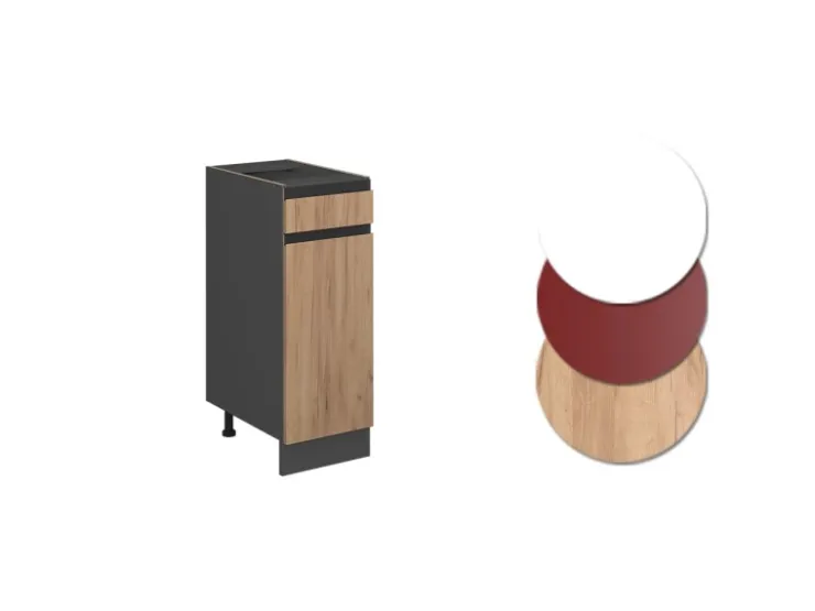 Vicco Küchenunterschrank R-Line Goldkraft /Anthrazit 30 cm J-Shape ohne Arbeitsplatte Eiche