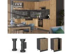 Sale Vicco Küchenunterschrank R-Line Artisan-Eiche/Anthrazit 60 cm ohne Arbeitsplatte Kücheninseln