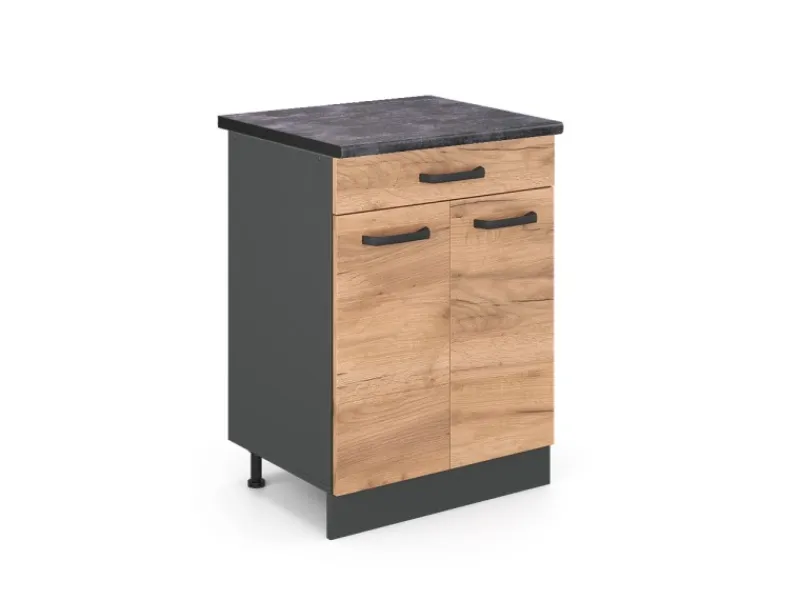 Sale Vicco Küchenunterschrank R-Line Goldkraft /Anthrazit 60 cm AP Anthrazit mit Anthrazit Korpus Kücheninseln|Einbauküchen