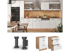 Best Vicco Küchenunterschrank R-Line Hochglanz/Goldkraft Eiche 60 cm mit Schubladen ohne Arbeitsplatte Küchenschränke