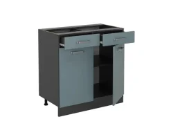 Vicco Küchenunterschrank R-Line Schubladenschrank für die Küche Blau-Grau/Anthrazit 80 cm AP Eiche Blaugrau