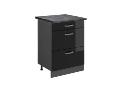 Clearance Vicco Küchenunterschrank R-Line Schwarz Hochglanz/Anthrazit 60 cm mit Schubladen AP Anthrazit Schwarz Glänzend