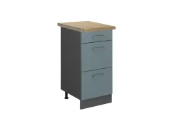 Sale Vicco Küchenunterschrank R-Line Blau-Grau/Anthrazit 40 cm mit Schubladen AP Eiche Blaugrau