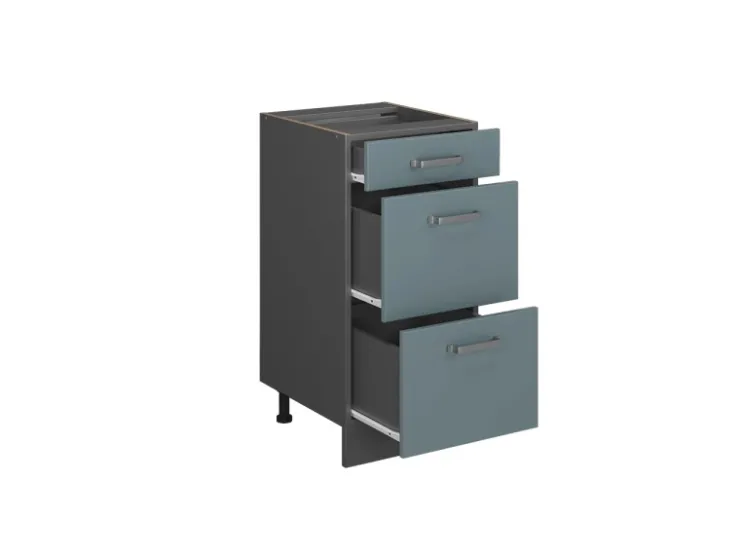 Sale Vicco Küchenunterschrank R-Line Blau-Grau/Anthrazit 40 cm mit Schubladen AP Eiche Blaugrau