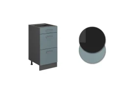 Sale Vicco Küchenunterschrank R-Line Blau-Grau/Anthrazit 40 cm mit Schubladen AP Eiche Blaugrau
