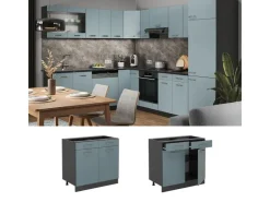 Discount Vicco Küchenunterschrank R-Line Blau-Grau/Anthrazit 80 cm ohne Arbeitsplatte Blaugrau