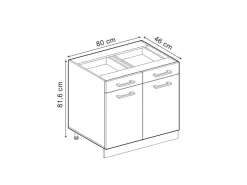 Discount Vicco Küchenunterschrank R-Line Blau-Grau/Anthrazit 80 cm ohne Arbeitsplatte Blaugrau