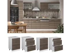 New Vicco Küchenunterschrank R-Line Grau/Weiß 60 cm mit Schubladen ohne Arbeitsplatte Edelgrau