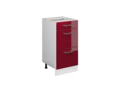 Sale Vicco Küchenunterschrank R-Line Bordeaux Hochglanz/Weiß 40 cm mit Schubladen ohne Arbeitsplatte Bordeaux-Glanz