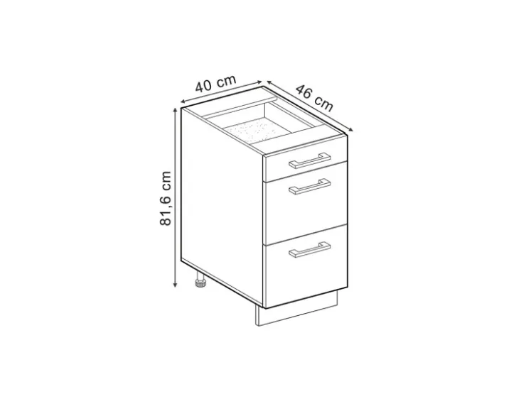 Sale Vicco Küchenunterschrank R-Line Bordeaux Hochglanz/Weiß 40 cm mit Schubladen ohne Arbeitsplatte Bordeaux-Glanz