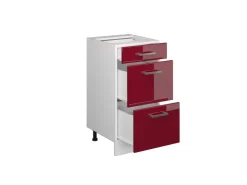 Sale Vicco Küchenunterschrank R-Line Bordeaux Hochglanz/Weiß 40 cm mit Schubladen ohne Arbeitsplatte Bordeaux-Glanz