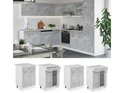 Küchenschränke<Vicco Küchenunterschrank R-Line 60 cm mit Schublade ohne Arbeitsplatte Beton
