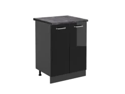 Discount Vicco Küchenunterschrank R-Line Schwarz Hochglanz/Anthrazit 60 cm AP Anthrazit Küchenschränke