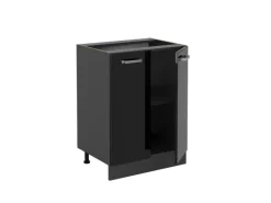 Discount Vicco Küchenunterschrank R-Line Schwarz Hochglanz/Anthrazit 60 cm AP Anthrazit Küchenschränke