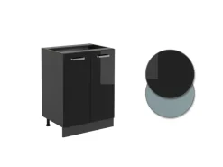 Discount Vicco Küchenunterschrank R-Line Schwarz Hochglanz/Anthrazit 60 cm AP Anthrazit Küchenschränke