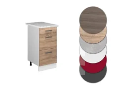 Discount Vicco Küchenunterschrank R-Line Bordeaux Hochglanz/Weiß 80 cm ohne Arbeitsplatte Küchenschränke
