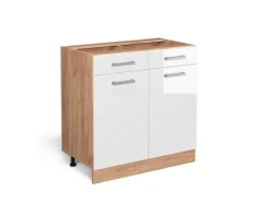 Best Vicco Küchenunterschrank R-Line Hochglanz/Goldkraft Eiche 80 cm ohne Arbeitsplatte Küchenschränke