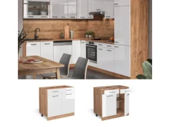 Best Vicco Küchenunterschrank R-Line Hochglanz/Goldkraft Eiche 80 cm ohne Arbeitsplatte Küchenschränke