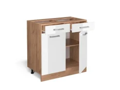 Best Vicco Küchenunterschrank R-Line Hochglanz/Goldkraft Eiche 80 cm ohne Arbeitsplatte Küchenschränke