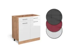 Best Vicco Küchenunterschrank R-Line Hochglanz/Goldkraft Eiche 80 cm ohne Arbeitsplatte Küchenschränke