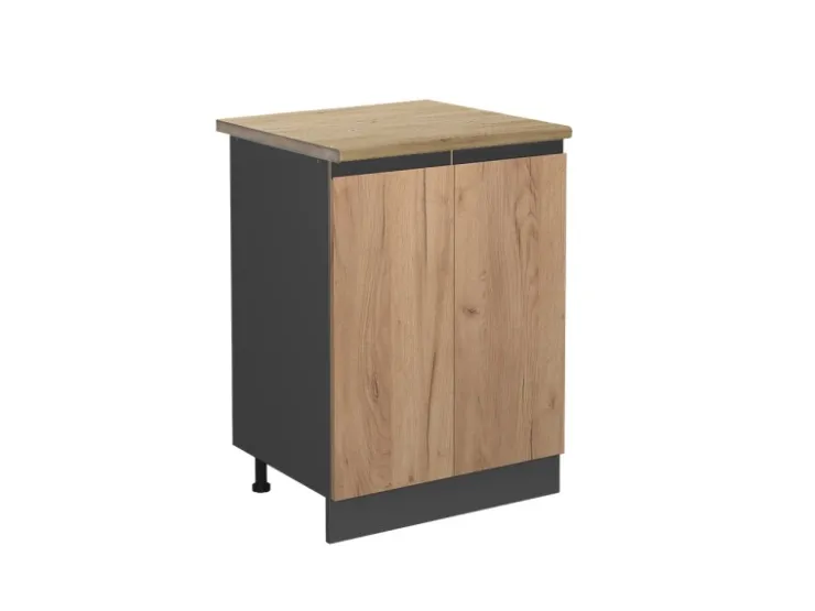 Sale Vicco Küchenunterschrank R-Line Grau/Weiß 60 cm mit Schubladen AP Marmor Edelgrau