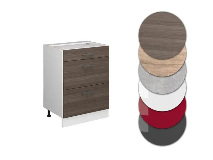 Sale Vicco Küchenunterschrank R-Line Grau/Weiß 60 cm mit Schubladen AP Marmor Edelgrau