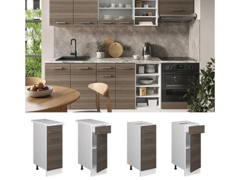 Discount Vicco Küchenunterschrank R-Line Schubladenschrank für die Küche Grau/Weiß 30 cm ohne Arbeitsplatte Küchenschränke