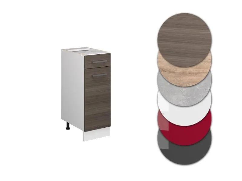 Discount Vicco Küchenunterschrank R-Line Schubladenschrank für die Küche Grau/Weiß 30 cm ohne Arbeitsplatte Küchenschränke