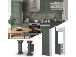 Discount Vicco Kühlumbauschrank Fame-Line Hochschrank für die Küche Grün-Gold Landhaus/Weiß 60 cm Kühlschränke|Küchenschränke