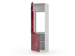 Sale Vicco Kühlumbauschrank Fame-Line Hochschrank für die Küche Bordeaux Hochglanz/Weiß 60 cm Bordeaux-Glanz