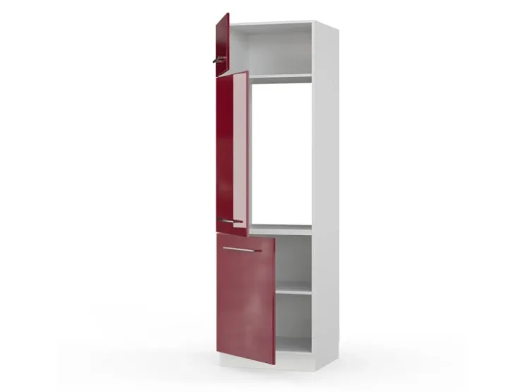 Sale Vicco Kühlumbauschrank Fame-Line Hochschrank für die Küche Bordeaux Hochglanz/Weiß 60 cm Bordeaux-Glanz